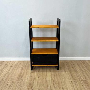 Imagem de Aparador de Madeira Pinus Linea de 4 Prateleiras Slim com Gaveta Carva