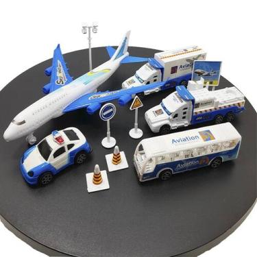 Imagem de Kit Brinquedo Aeroporto Transito 11Pçs Avião Ônibus Caminhão - Gici Im
