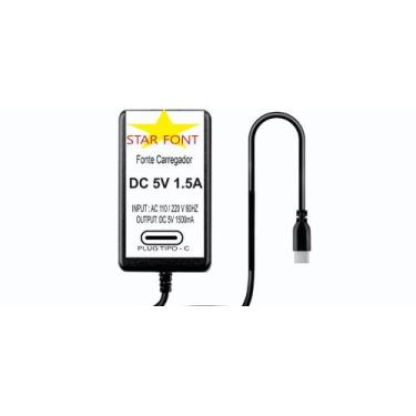 Imagem de Adaptador de Fonte de Alimentação 5V 1.5A Tipo C para Carregador de Co