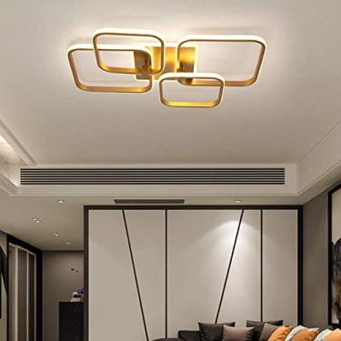 Imagem de Sala de estar Luzes de teto douradas reguláveis LED Design moderno Quarto com controle remoto Lâmpada de teto Lustre de acrílico Ilha de cozinha interna Luminária de banheiro Iluminação pend