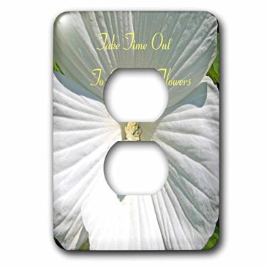 Imagem de 3dRose Print of White Hibiscus Closeup With Inspirational Message, 2 Plug Outlet Cover