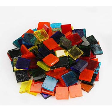 Imagem de Azulejos de mosaico 270 peças/pacote de 200 g de material de azulejo de mosaico de vidro de mica colorido para decoração de casa, artesanato DIY, pratos, molduras de fotos, vasos de flores – azulejos