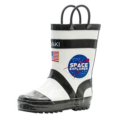 Imagem de Botas de chuva de borracha impermeáveis infantis Oaki com alças fáceis de colocar, Astronaut, 4 Big Kid