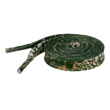 Imagem de Elerevyo 1 par de cadarços planos com estampa de leopardo para tênis, cadarços de 0,78 cm para sapatos casuais de caminhada, Camuflagem verde, 100cm/39.4"