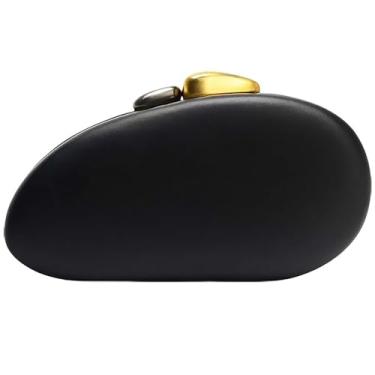 Imagem de louceko Bolsa tiracolo feminina de acrílico moderna com corrente transversal para casamento e noite, A PU preto