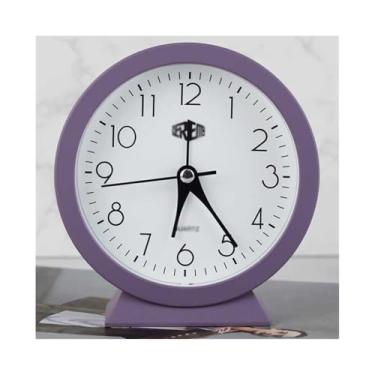 Imagem de Despertador digital redondo para estudantes, super silencioso, analógico, sem tique-taque, para escritório, sala de estar, escola, mesa de cabeceira, relógio decorativo operado por bateria para