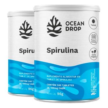 Imagem de Kit 2 Spirulina Ocean Drop Vegana 240 Tabletes