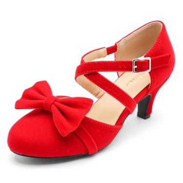 Imagem de Sapato social feminino Bow Mary Janes salto baixo gatinho bico fechado tira no tornozelo sapatos sociais confortáveis vintage casamento sapatos sociais, Camurça vermelha, 39