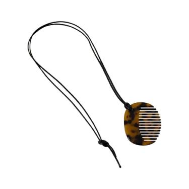 Imagem de QERPON Colar redondo com pingente de pente elegante para estilo de franja, acessório de joias de acrílico resistente portátil para mulheres, mulheres, diariamente, EUA