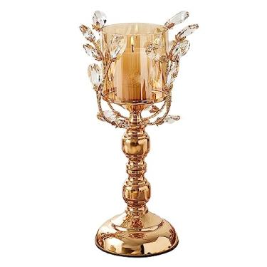 Imagem de Castiçal de metal castiçal decoração festival acessório vela castiçais de mesa decoração de casa (D cinza claro)