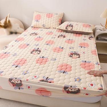 Imagem de Lençol de cama com elástico integrado, 100% algodão, não abafado, lençol solteiro (cor 16 180 x 200 cm)