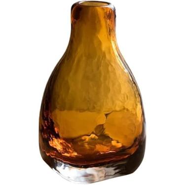 Imagem de CYYHGD Vasos de vidro, vasos de flores feitos à mão para hotel, casa, mesa, escritório, festa de casamento, eventos, decoração de mesa, vasos pequenos 8 x 13,5 cm