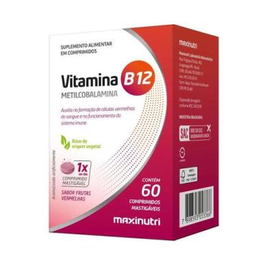 Imagem de Vitamina B12 Metilcobalamina Com 60 Comprimidos Mastigáveis - Maxinutr