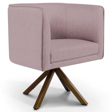 Imagem de Poltrona Decorativa Base Giratória de Madeira Betina D02 Veludo Rosê C-305 - Lyam Decor