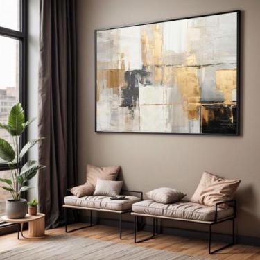 Imagem de Quadro com Moldura e Acrilico Cristal Vidro Sala Quarto Arte Abstrato 