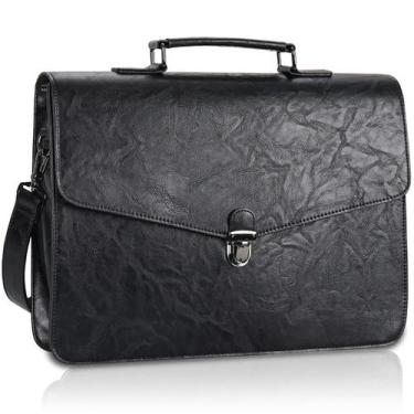 Imagem de Maleta masculina ESTARER de couro 15.6 para laptop preta