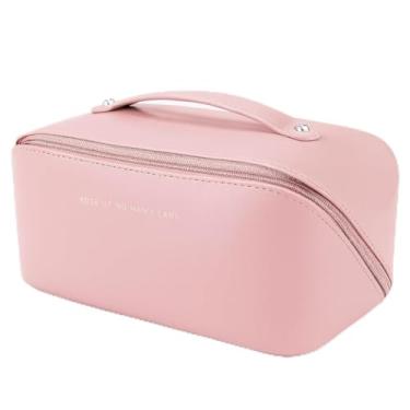 Imagem de Necessaire Feminina Grande para Viagem e Uso Diário – Frasqueira Bolsa de Maquiagem, Organizadora Multiuso (Rosa)
