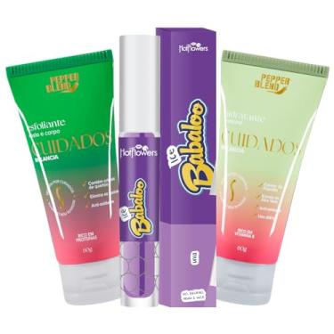 Imagem de Kit Gloss Brilho Labial Ice Sabor Uva, Cereja, Tutti Frutti e Melancia com Hidratante e Esfoliante Corporal de Melancia (Uva)