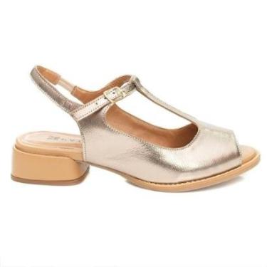 Imagem de Sandália Feminina em Couro Salto Baixo 3000-11 Prata Velho 36-Feminino