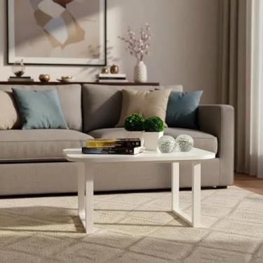 Imagem de Mesa De Centro Lateral De Apoio Para Sala Estar Square Branco Laca