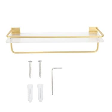 Imagem de Suporte de parede organizador de parede de alumínio premium acrílico grande capacidade prateleira de armazenamento de banheiro cabide de toalha economia de espaço para banheiros pequenos 30 x 10 x 9