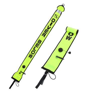 Imagem de Bóia marcador de superfície de mergulho de alta visibilidade (SMB), tubo inflável de sinal de mergulho com faixa refletiva e bandeira de mergulho, boia de segurança de salsicha de mergulho livre para