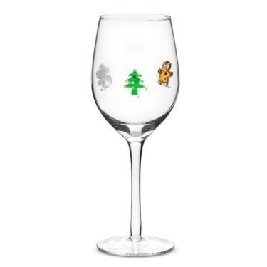 Imagem de Abbott Collection Cálice de vinho com ícone natalino - vidro, multicolorido, 21,6 cm A (396 g)