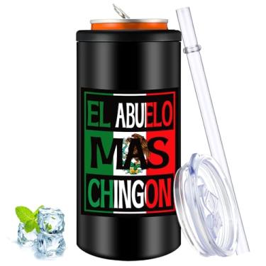 Imagem de Patelai El Abuelo Mas Chingon Copo Isolado de Aço Inoxidável 340 g Regalo Para Abuelo Cooler Presentes de Avô Mexicano para o Natal Dia dos Pais, Aniversário, Pai, Avô, Presentes de Filho e Filha