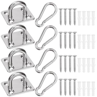 Imagem de Swpeet Kit de 40 ganchos de parafuso M5 premium de aço inoxidável quadrado resistente com colchetes, gancho de pressão, parafusos com tubo de expansão de plástico, gancho de teto para atividades