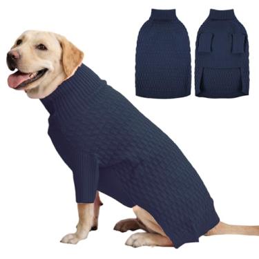 Imagem de IECOii Suéter de malha térmica 4GG para cães quentes no inverno, malha aconchegante para animais de estimação gola rolê para caminhadas em clima frio, roupas elásticas confortáveis para cães (tamanho