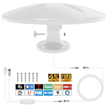 Imagem de Antena de TV RV para Smart TV ao ar livre de longo alcance, recepção omnidirecional 360° antena de TV digital HD externa com super amplificador de sinal, campista, trailer, caminhão, barco — cabo