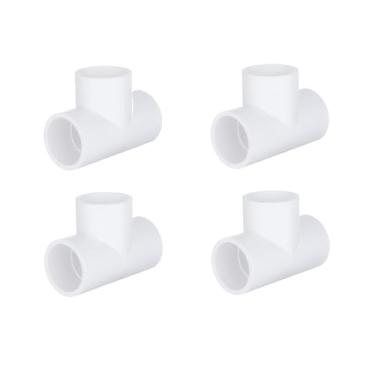 Imagem de 4 peças 1/2 polegada PVC Tee encaixes de tubulação acopladores soquete, conectores de tubo de PVC para esgoto doméstico encanamento linha de água