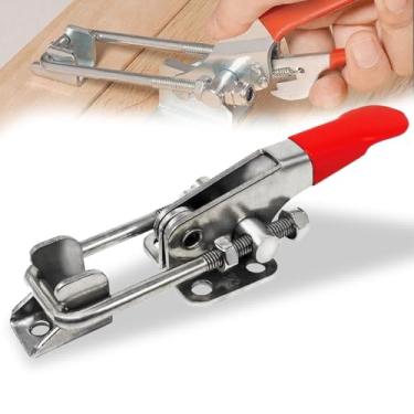 Imagem de TAYCZGQL Travas de metal pequenas de aço inoxidável para portas ideais para freezers, fumantes, braçadeira articulada com trava de came sobre fivela central ajustável, trava e puxa para manter fechada