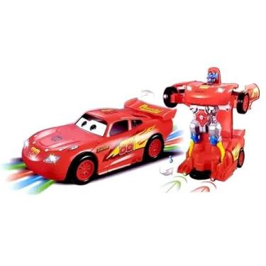 Imagem de Carros 2 Relâmpago Mcqueen Bate Volta Vira Robô Luz E Som