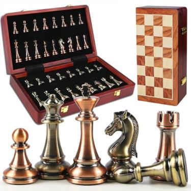 Imagem de Zenkon Xadrez Profissional Adulto, Jogo de Xadrezs Madeira de Pinho, Peças de Xadrez em Acrílico e Zinco, 39x39cm