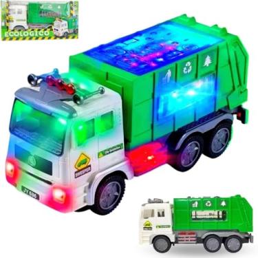 Imagem de Caminhão de Lixo Infantil Bate e Volta com Som e Luzes 4D – Brinquedo Educativo que Estimula Coordenação, Diversão Garantida e Aprendizado