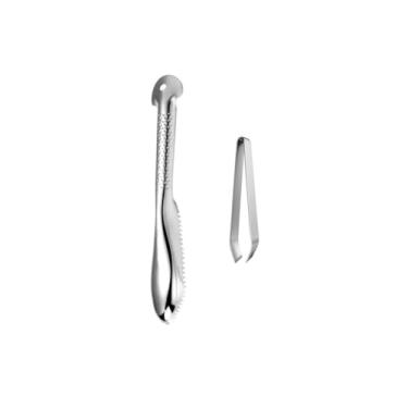 Imagem de Genérico, Espatula Raspador e Pinça Culinaria Limpador Peixe Aço Inox