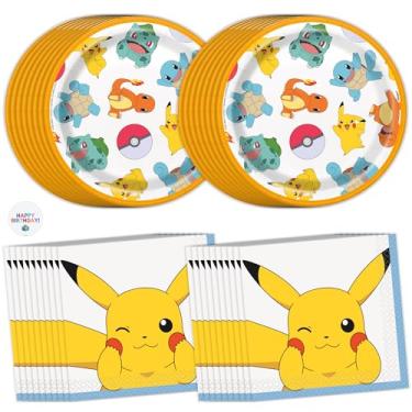 Imagem de Pratos e guardanapos Pokémon para 16 anos – Decorações de festa de aniversário Pokémon – 16 pratos de sobremesa, 16 guardanapos de sobremesa – Oficialmente licenciado