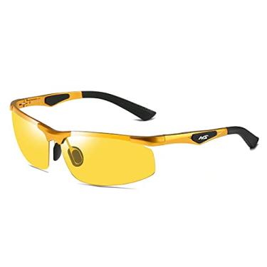 Imagem de Efashion Óculos de sol aviador clássicos polarizados liga Al-Mg óculos de sol para dirigir 100% bloqueio UV, Dourado, Medium