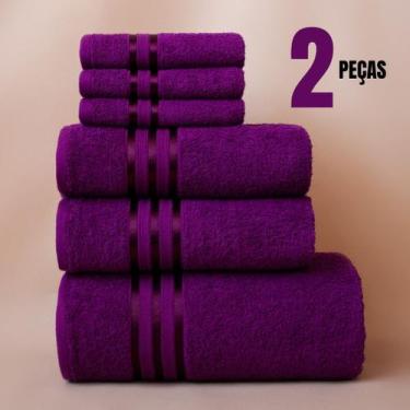 Imagem de KIT 2 Toalhas - Banho e Rosto Grande Macia 100% Algodão Seca Rápido Ót