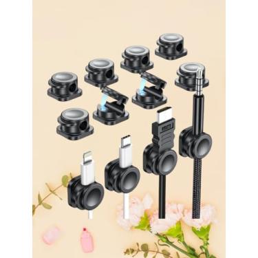 Imagem de Pacote com 12 clipes organizadores de cabos adesivos, gerenciamento para cabos de carregamento USB, mesa, carro, escritório, mesa de cabeceira