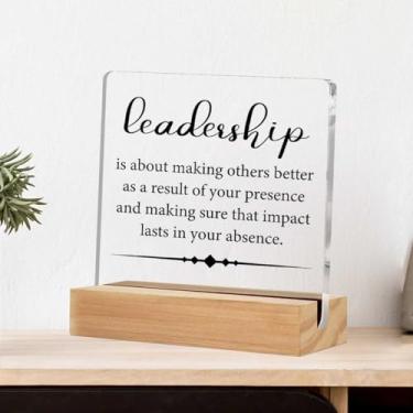 Imagem de Placa acrílica para presentes de liderança, presentes motivacionais de agradecimento, placa decorativa de mesa transparente com suporte, presentes de agradecimento para chefe para mulheres, homens