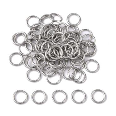 Imagem de 75 peças de anéis de salto abertos de aço inoxidável 8 x 1 mm conector de argola dividida para fazer joias, colares, pulseiras, brincos, chaveiro, acessórios de artesanato DIY