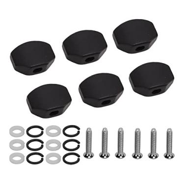 Imagem de RiToEasysports 6 Botões de Cabeça de Máquina de Ajuste de Metal de ébano Preto, Botão de Guitarra Durável e Inodoro para Guitarras Elétricas, Acabamento Requintado (pequeno quadrado)