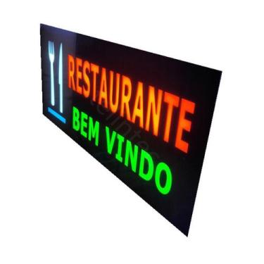 Imagem de 220v painel led letreiro luminoso placa restaurante / bem vindo - teli