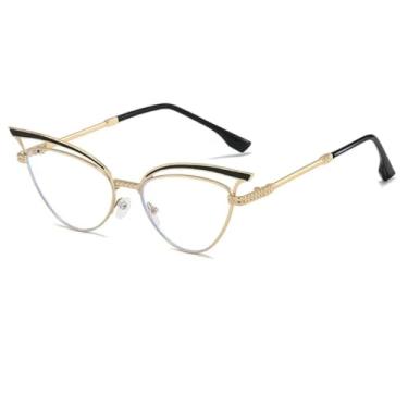 Imagem de HCPIHF Óculos de sol da moda Uv400 com armação de metal retrô estilo punk masculino e feminino (dourado)