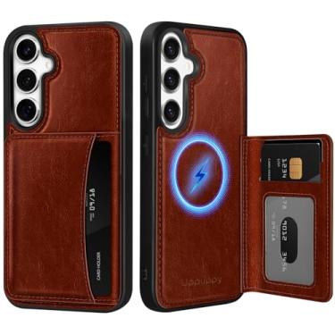 Imagem de Uppuppy Capa para Samsung Galaxy S25 Plus/S24 Plus com carteira - Compatível com MagSafe Cute Women Girls Couro Estético Titular Cartão de Crédito Capa de Telefone para S25Plus/S24Plus, Marrom