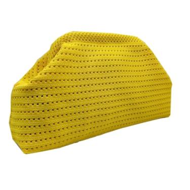 Imagem de Aligoo Bolsas de mão femininas, bolsa de crochê de tecido de praia de verão 2025, bolsa de mão para noite Bolinho de Massa Listrada Franzido Nuvem, Amarelo, One Size
