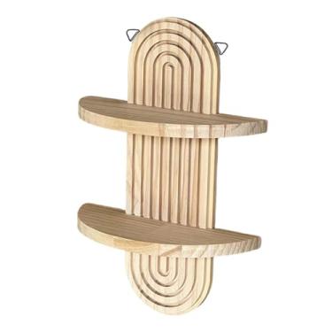 Imagem de Baoblaze Prateleira de parede boho decorativa, prateleira flutuante para decoração de quarto infantil, suporte de parede de madeira para corredor, janela, sala, 20cmx33cm