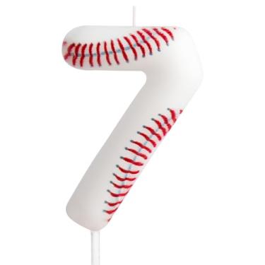 Imagem de Vela de aniversário, velas com número de aniversário com tema de beisebol, topo de bolo de vela para meninos, meninas, crianças, topo de bolo de aniversário, reuniões temáticas, suprimentos de festa